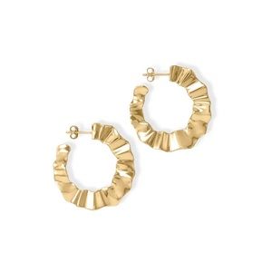 💫 Wonderfully Wavy! 14 Karat Gold Plated Flat Wavy Hoop Earrings